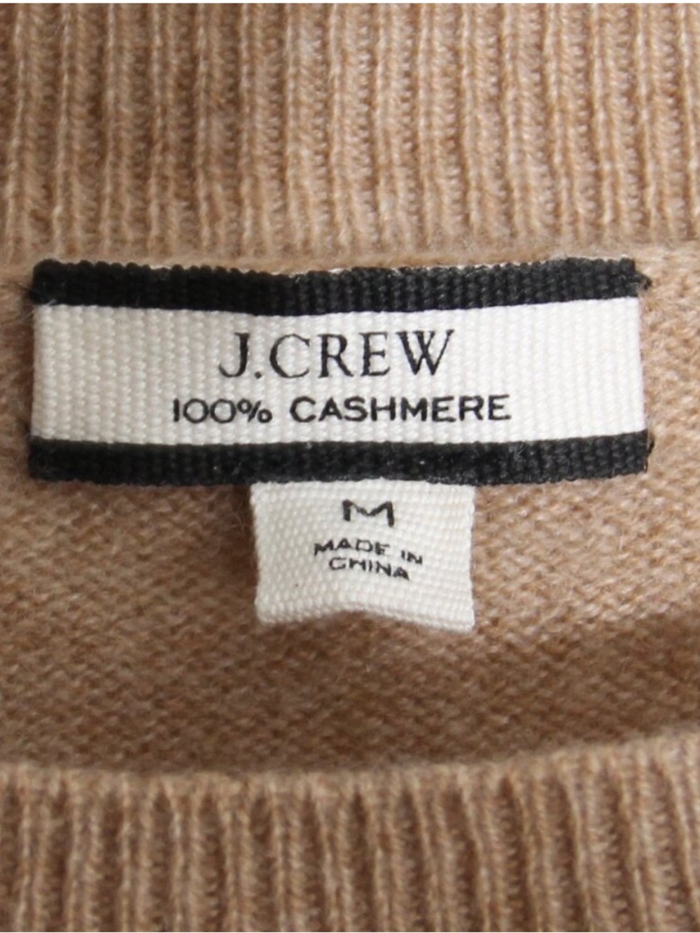 J Crew crew neck classic cashmere sweater tan camel M - Picture 4 of 9